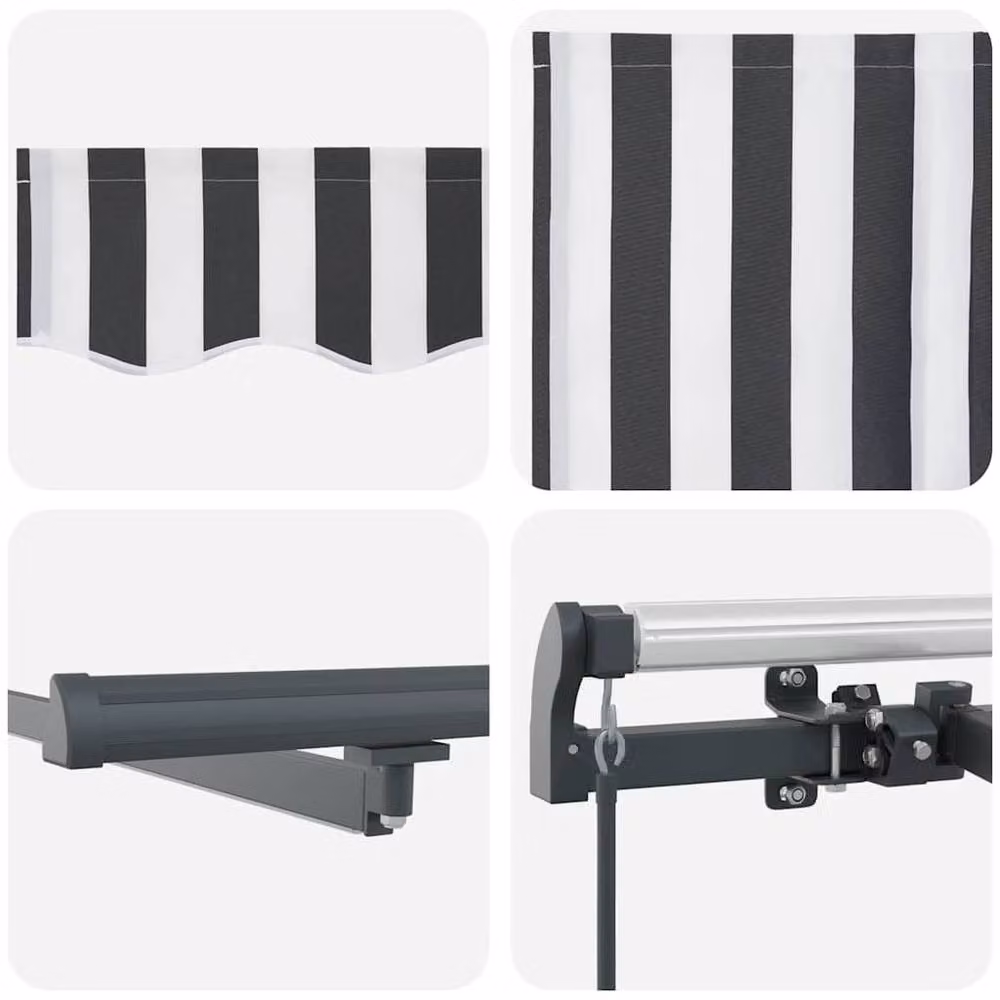 Berkfield Home Manual Retractable Awning with LEDs, Anthracite and White, W: 400 cm, D: 300 cm – 6