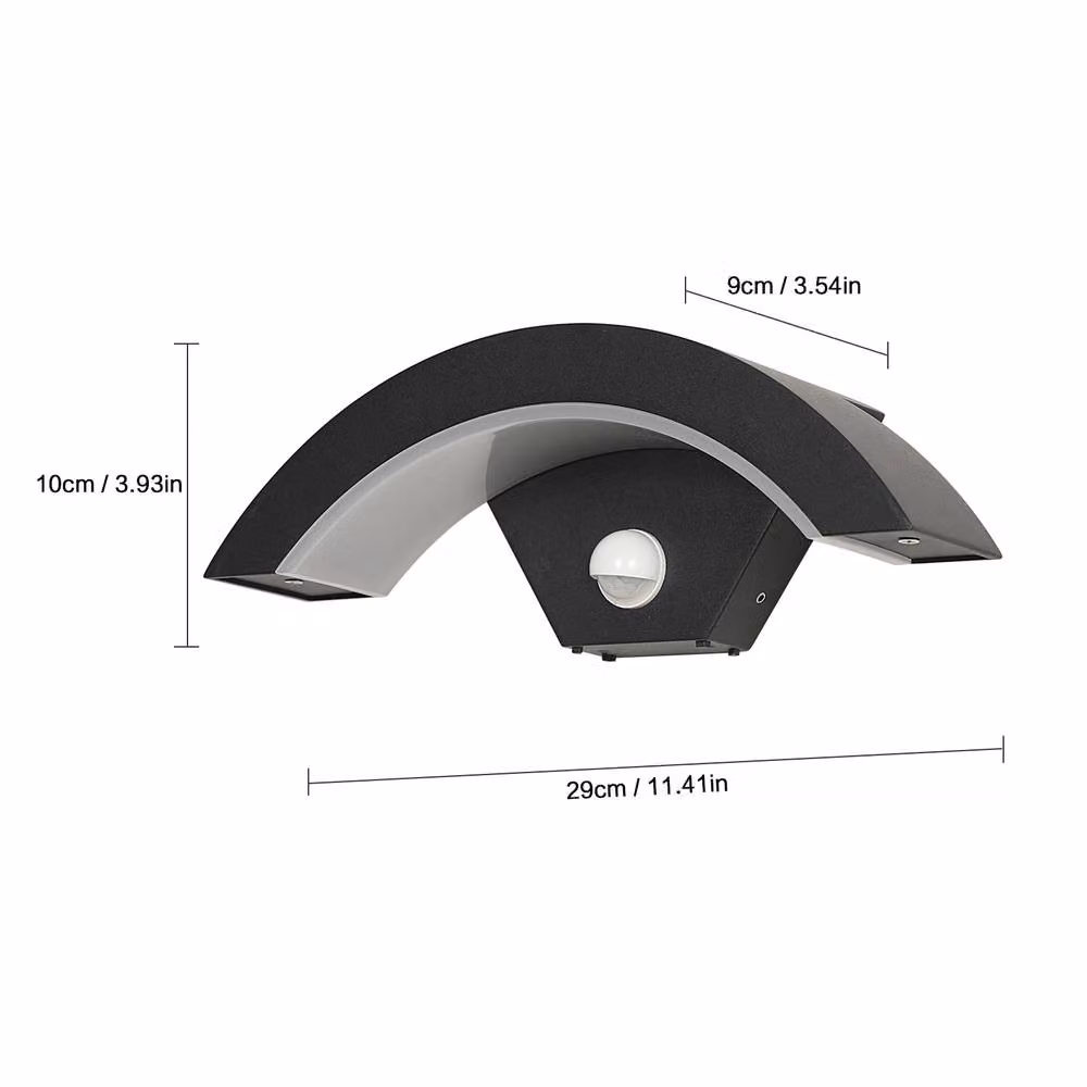Pheashine U-Shaped Outdoor LED Wall Light with Motion Sensor, Black, H 29 cm x W 10 cm – 2