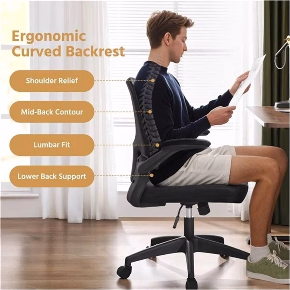 SPETLEK Black Mesh Home Office Task Chair with Adjustable Arms and Height – 5