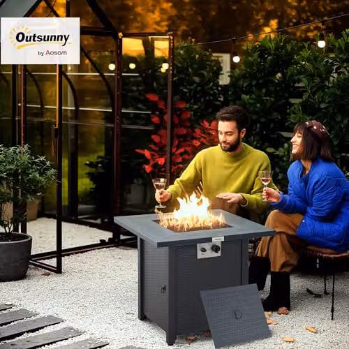 Outsunny Square Propane Gas Fire Pit Table in Dark Grey, W/D/H: 71 x 71 x 62 cm – 2
