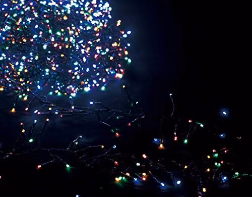 Shatchi 480 LED Multicolour Christmas Tree Cluster Lights with Timer and Controller, Green Cable – 3