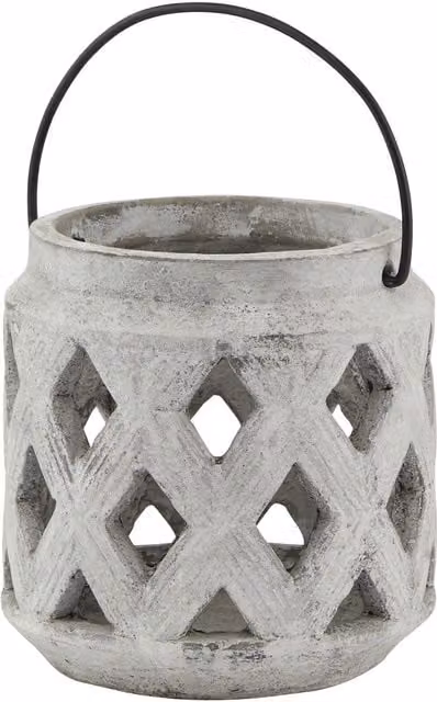 Love Lace Athena Stone Lattice Lantern in White