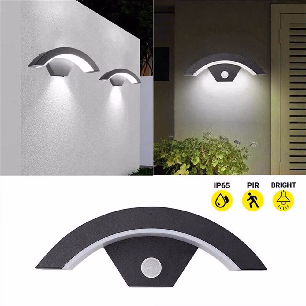 Nordara Curved LED Outdoor Wall Light with Motion Sensor in Black – 3