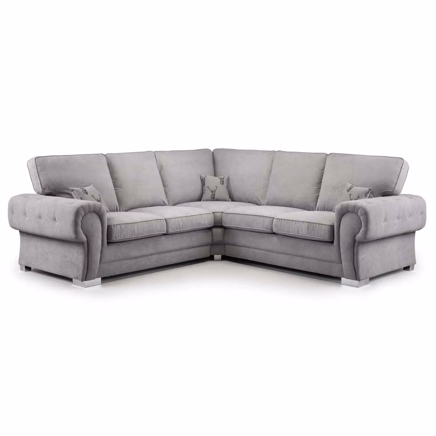Furnishings For Less UK Milan 5 Seater L Shaped Corner Sofa in Grey Chesterfield Style with Fabric Upholstery – 2