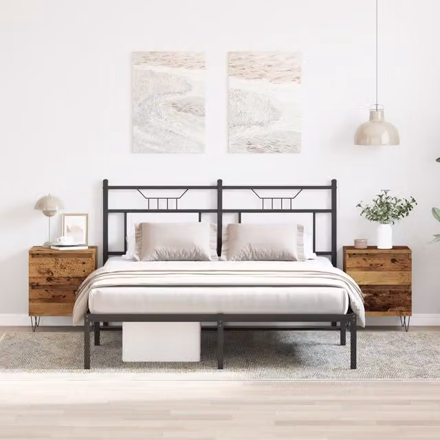 Berkfield Home Set of 2 Industrial Bedside Cabinets in Brown Old Wood, W/D/H: 40 x 35 x 50 cm – 1