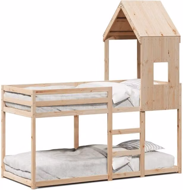 Berkfield Home Solid Wood Pine Bunk Bed in Light Tan Beige, W/D/H: 80 x 200 cm – 1
