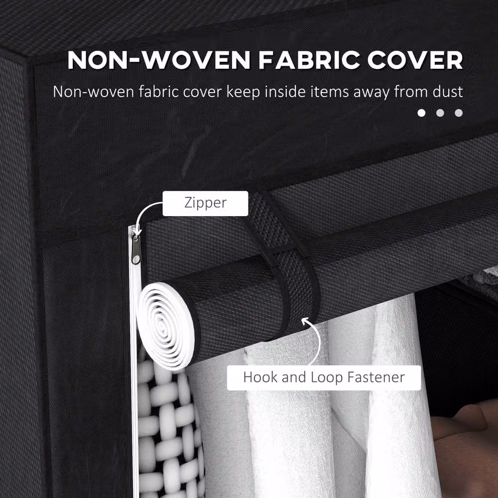 STILVORA Modern Black Roll Shutter Wardrobe with Hanging Rail and Internal Shelves – 5