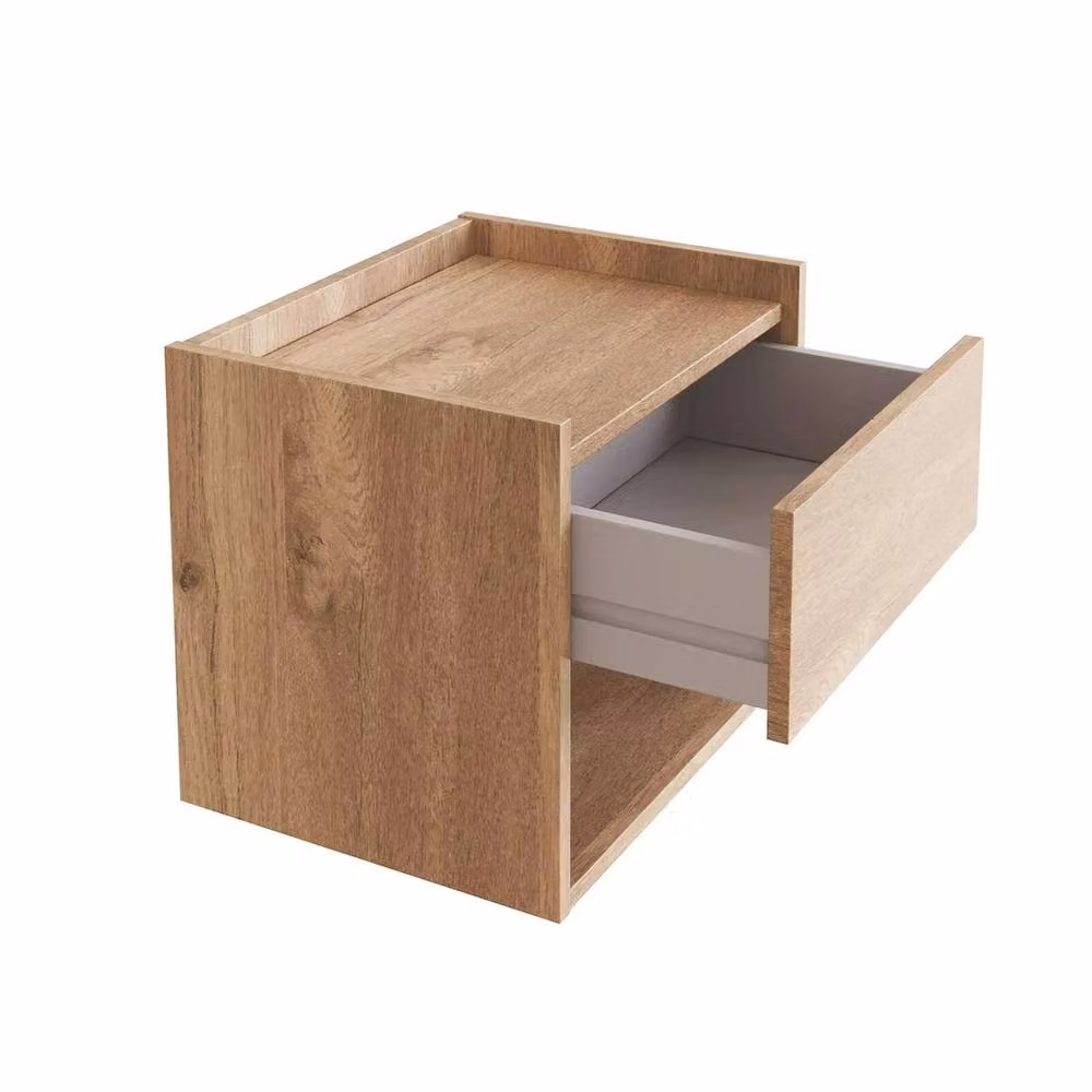 FORGEVIO Wall Mounted Pair of Oak Bedside Tables in Brown – 4