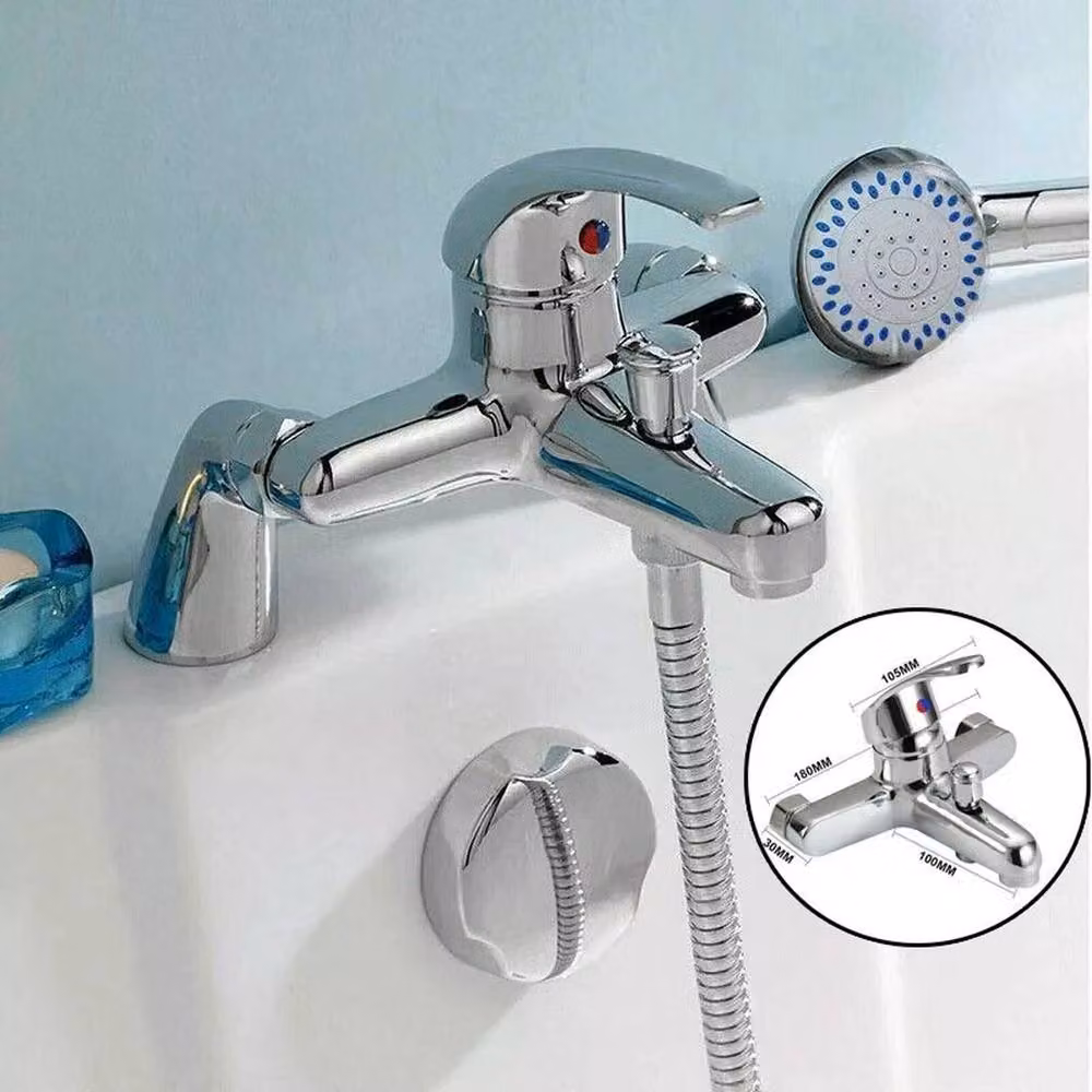 SPETLEK Luxury Chrome Bath Filler Tap and Shower Set in Silver – 2