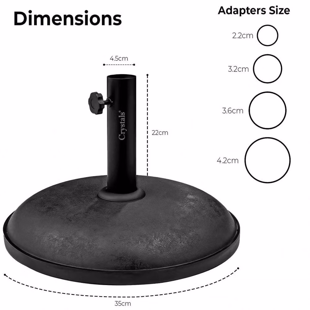 FLAVORA Black Heavy Duty Round Concrete Parasol Base with Stainless Steel Details – 2
