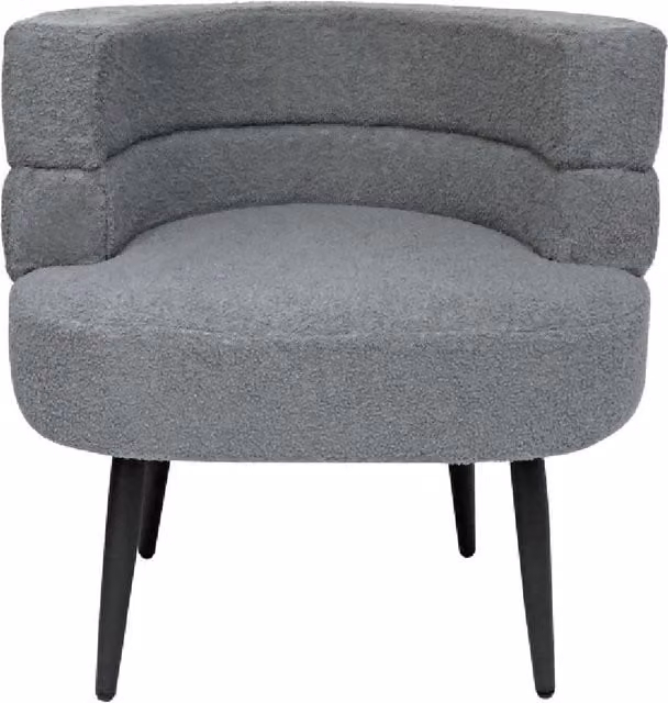 Alivio Grey Bouclé and Fabric Sherpa Tub Lounge Chair with Armrests