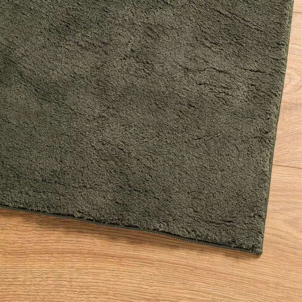 Berkfield Home HUARTE Square Short Pile Washable Rug in Forest Green, W/D/H: 120 x 120 x 1 cm – 2