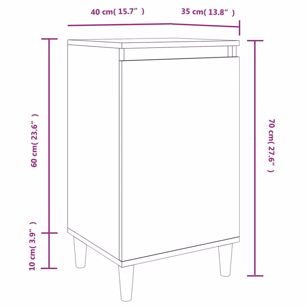 Berkfield Home Set of 2 Brown Oak Bedside Cabinets, W/D/H: 40 x 35 x 70 cm – 6