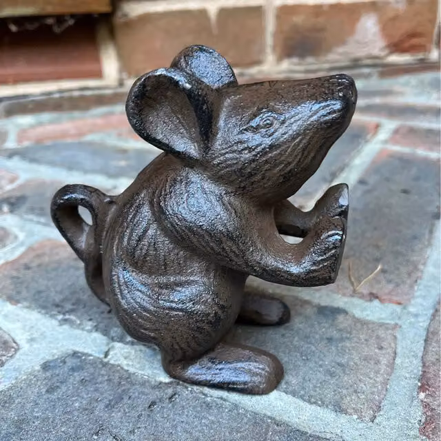 Selections Vintage Cast Iron Mouse Decorative Doorstop in Brown