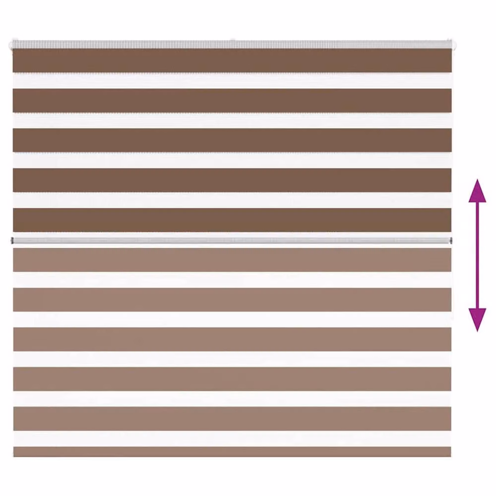 Berkfield Home Brown Zebra Day and Night Blind with Polyester Fabric, W: 165 cm, H: 150 cm – 4