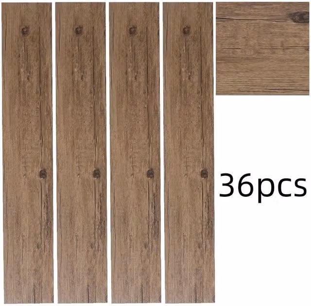 Living and Home 36-Piece Walnut Brown Self-Adhesive PVC Wood Grain Effect Flooring, 5m² Pack