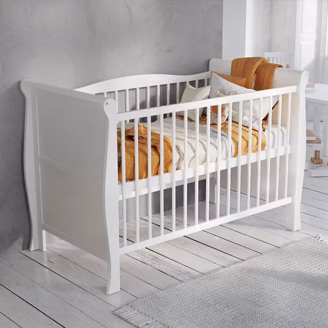 Love For Sleep Leo Cot Bed with Drop Side, White, 60 x 120 cm