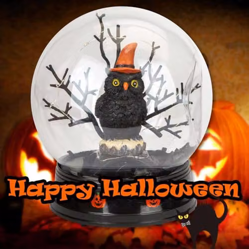VFM e-Store Halloween Globe Light Up Trinket Decoration, Black, W: 21 cm, D: 17 cm, H: 2.54 cm – 5