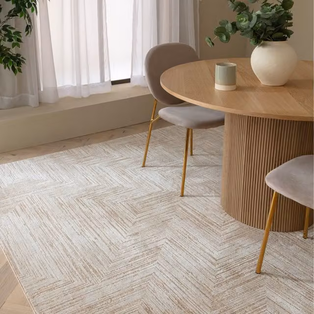 Furniturebox UK Savannah Cream Textured Cross Pattern Geometric Rug, Beige and Yellow, W/D/H: 170 x 120 cm