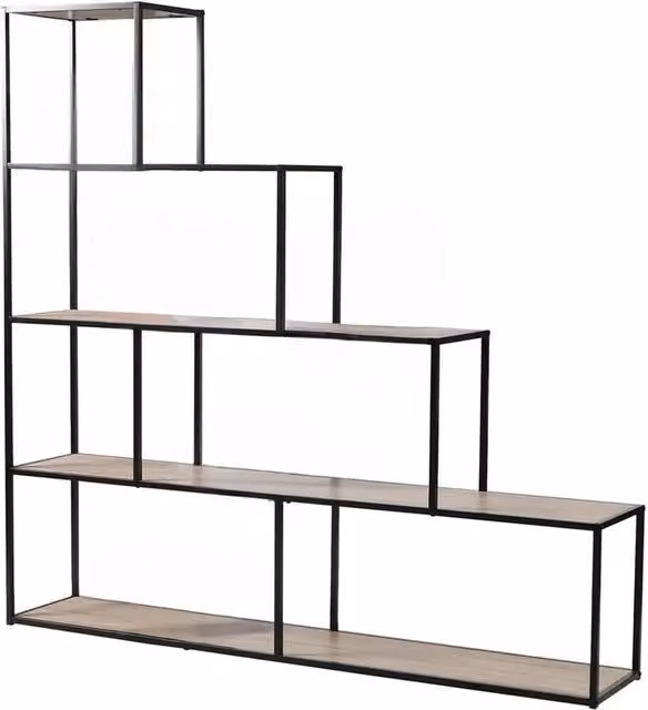 CALICOSY LEXIE 5-Tier Staircase Design Bookshelf, Black, W: 160 cm, H: 157 cm, D: 30 cm