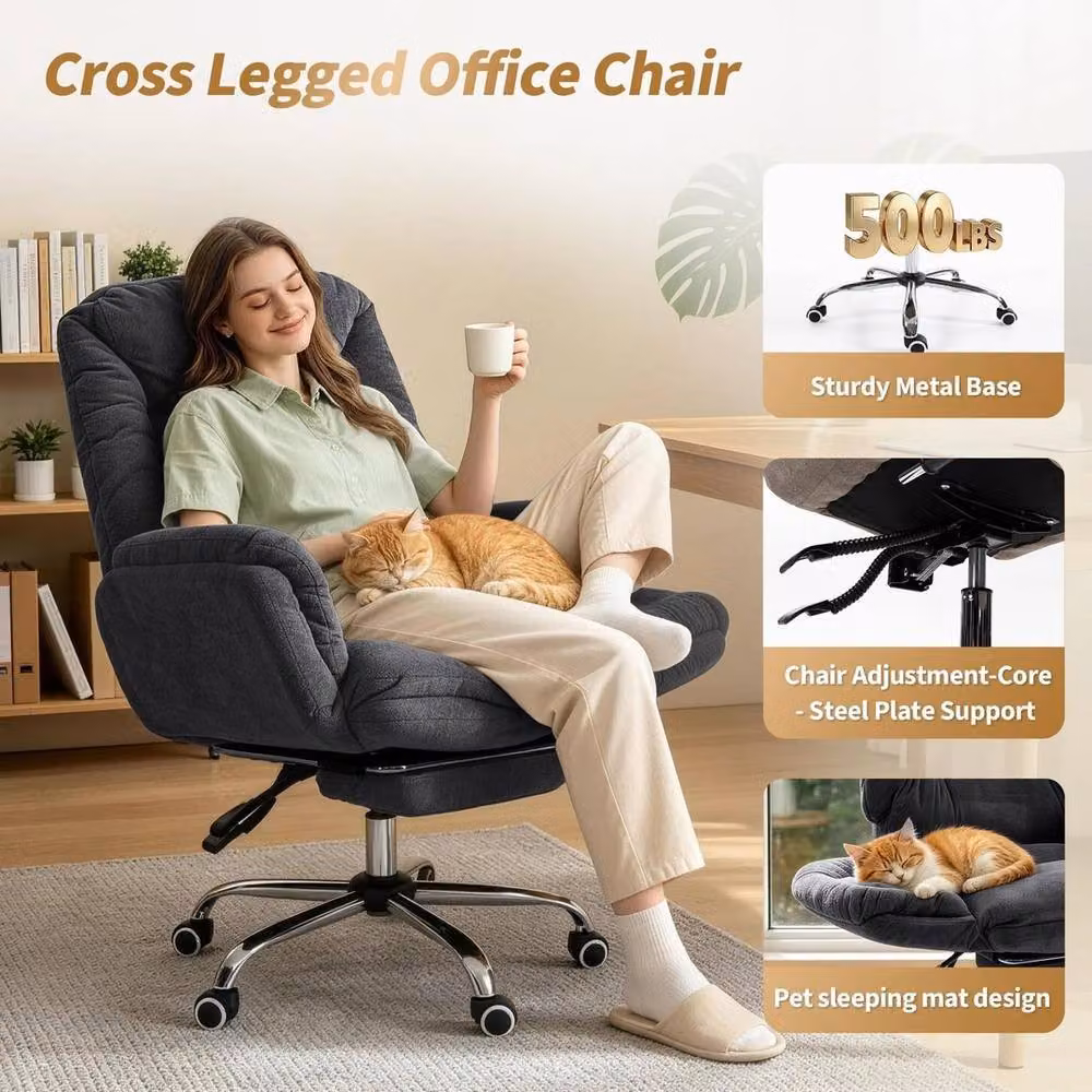 FORGEVIO Grey Fabric Ergonomic Accent Task Chair for Home Office – 5
