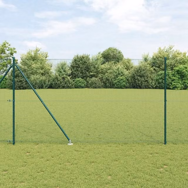 Berkfield Home Set of 2 Green Round PVC Mesh Fence Posts