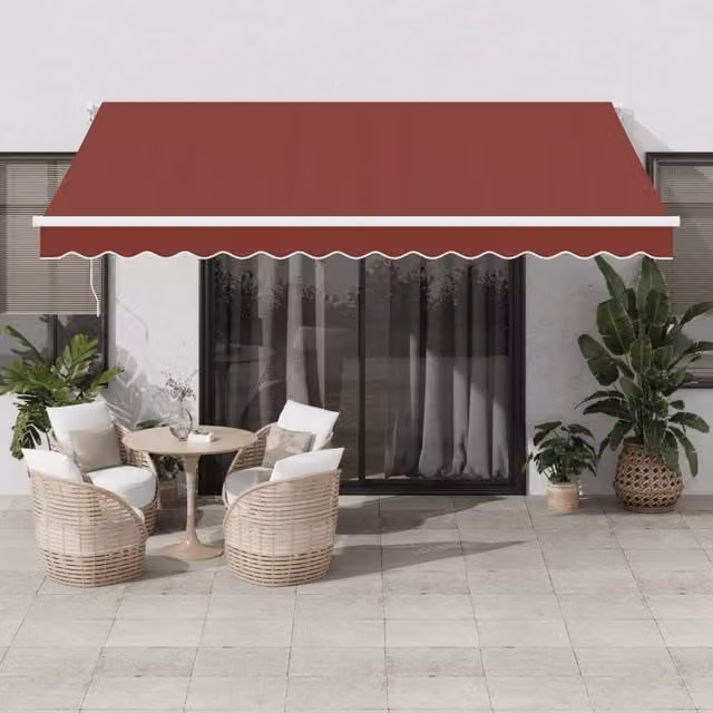 Berkfield Home Manual Retractable Awning with LED in Red, W/D/H: 400 x 300 cm – 1