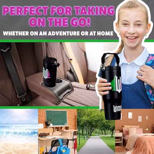 Get Trend Wicked Insulated Metal Travel Tumbler with Flip Up Straw and Handle, 850ml, Black – 3