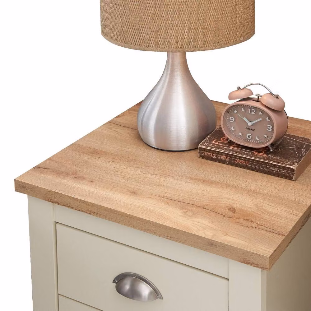 Timber Art Design Lisbon 2 Drawer Bedside Cabinet in Beige, W/D/H: 45 x 45 x 51 cm – 3