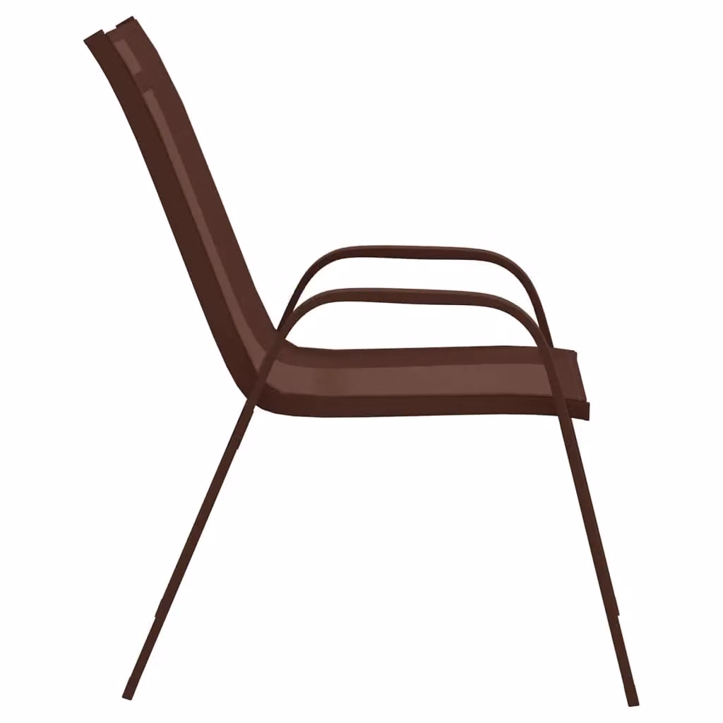 Berkfield Home Stackable Garden Chairs, 2 Piece Set in Brown Textilene and Steel – 3