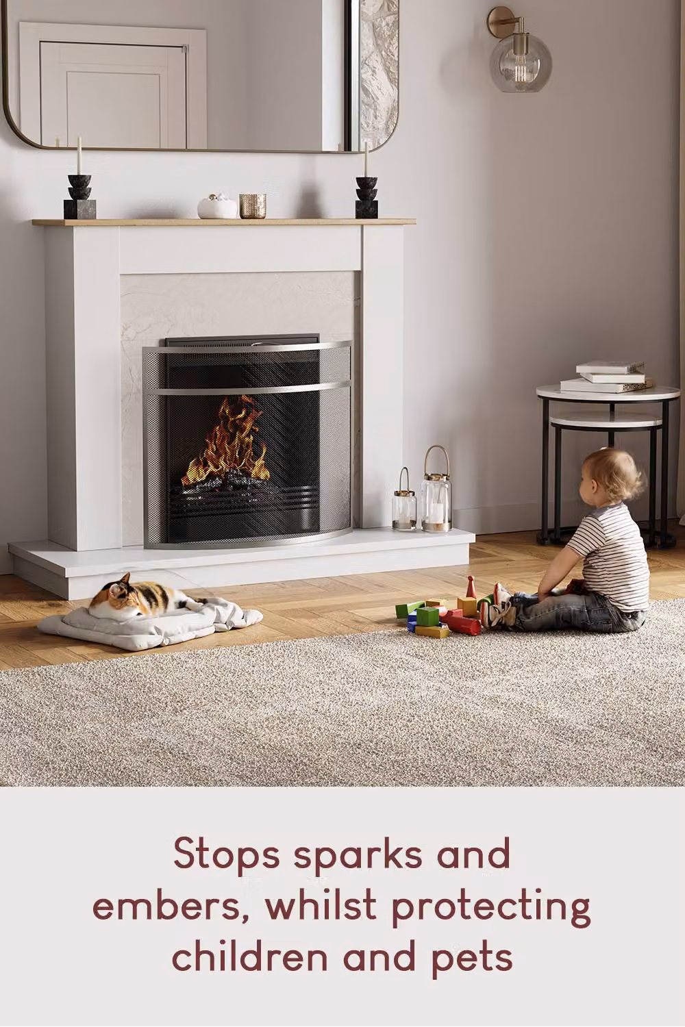 Buckton Fire Vida Fireplace Shield Protector in Grey Nickel – 3