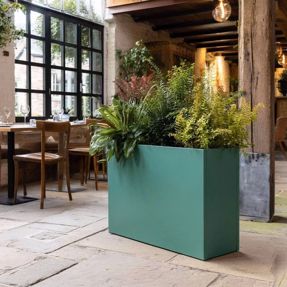 Nicoman Galvanised Steel Metal Trough Planter in Green or Black, W/D/H: 90 x 30 x 82 cm – 4