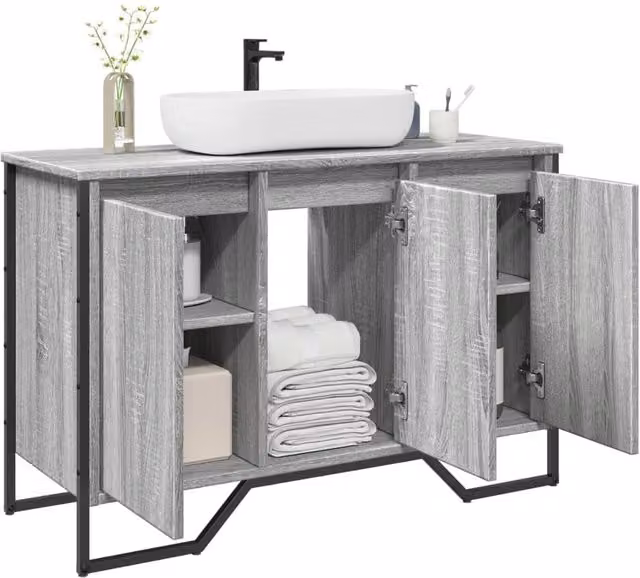 Berkfield Home Grey Sonoma Wall Mounted Bathroom Sink Cabinet W/D/H: 91 x 35 x 60 cm