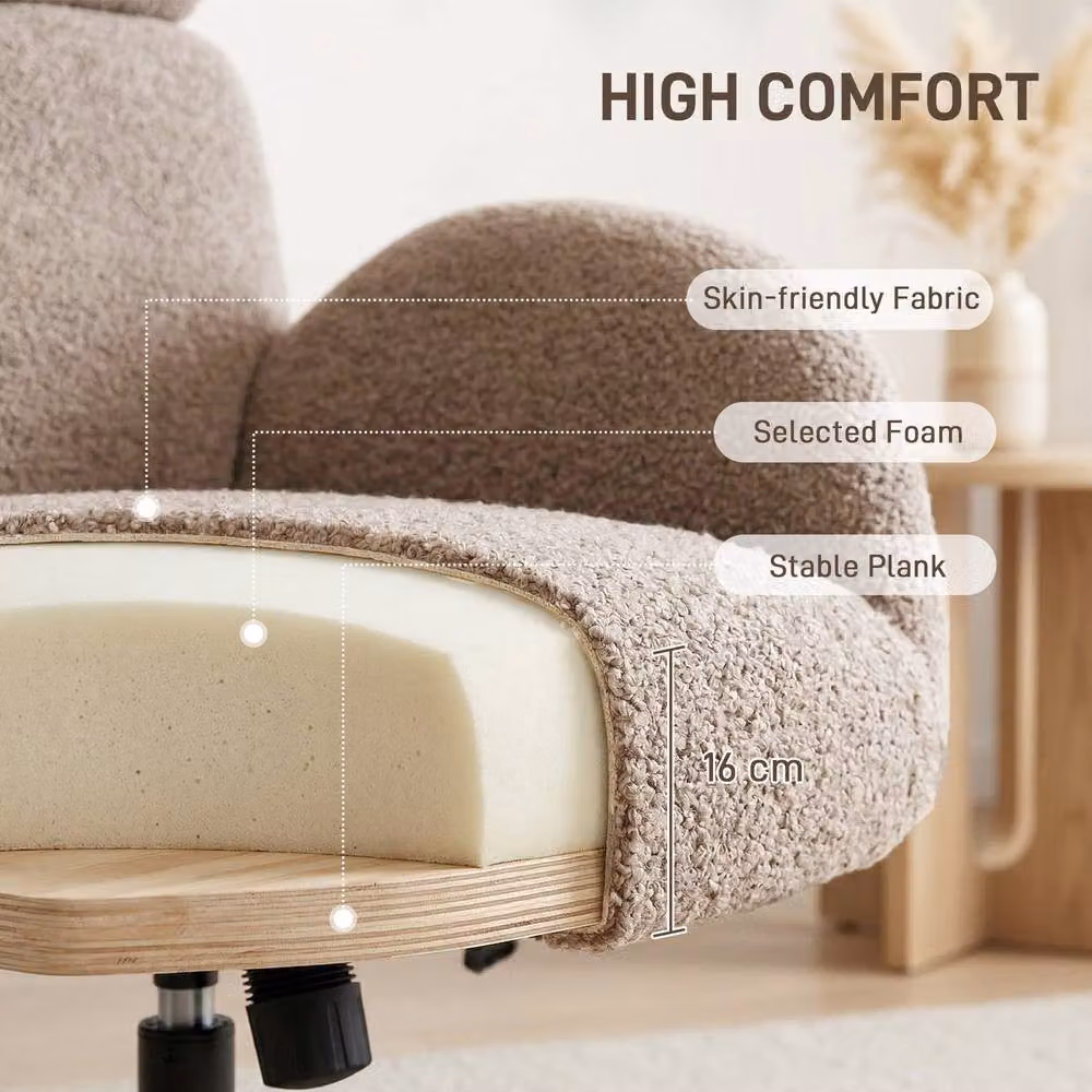 STILVORA Beige Velvet Swivel Armchair with Ottoman and Metal Frame – 4