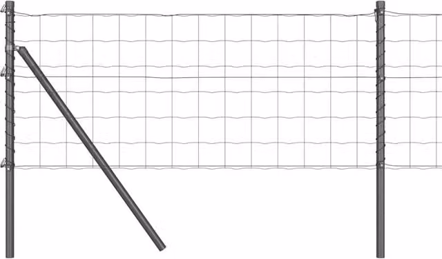 Berkfield Home Euro Fence with 13 Posts, Grey Galvanised Steel, W: 25 m, H: 0.8 m – 1