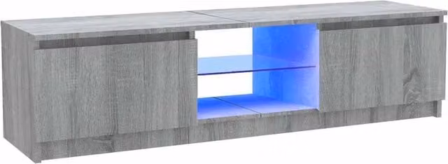 Berkfield Home Modern TV Cabinet with LED Lights in Grey Sonoma, W/D/H: 120 x 30 x 35.5 cm – 1