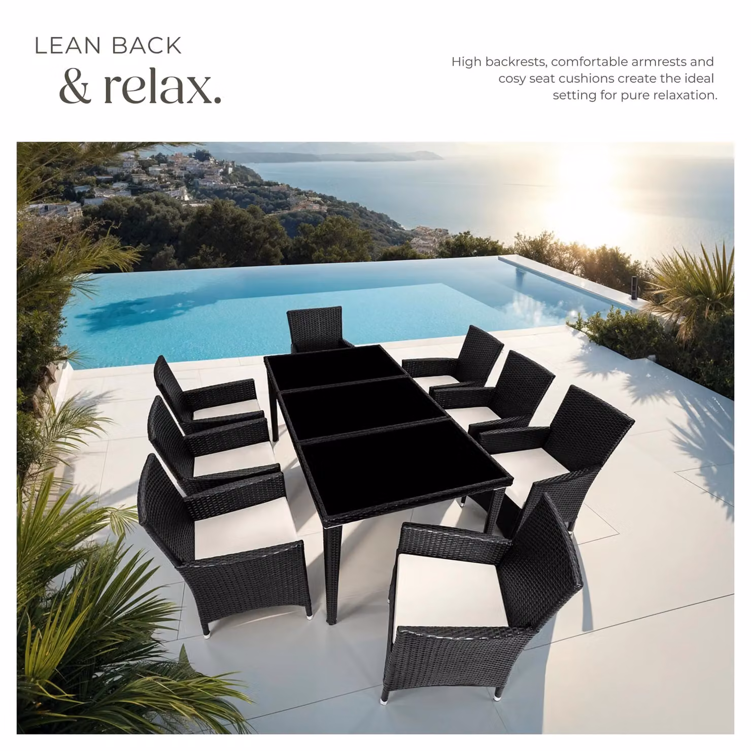 tectake Menorca Garden Table and Chairs Set in Black – 4