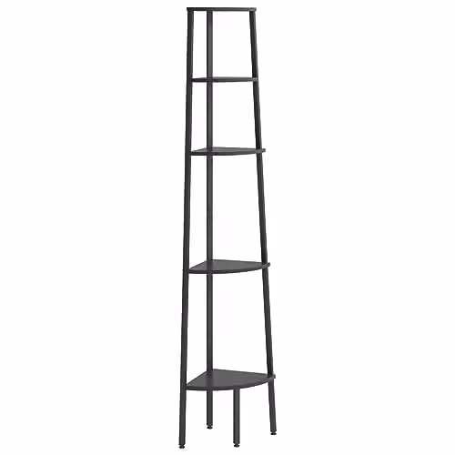 vidaXL 5-Tier Modern Corner Shelf in Black Metal, W/D/H: 45.5 x 31.5 x 180 cm – 1