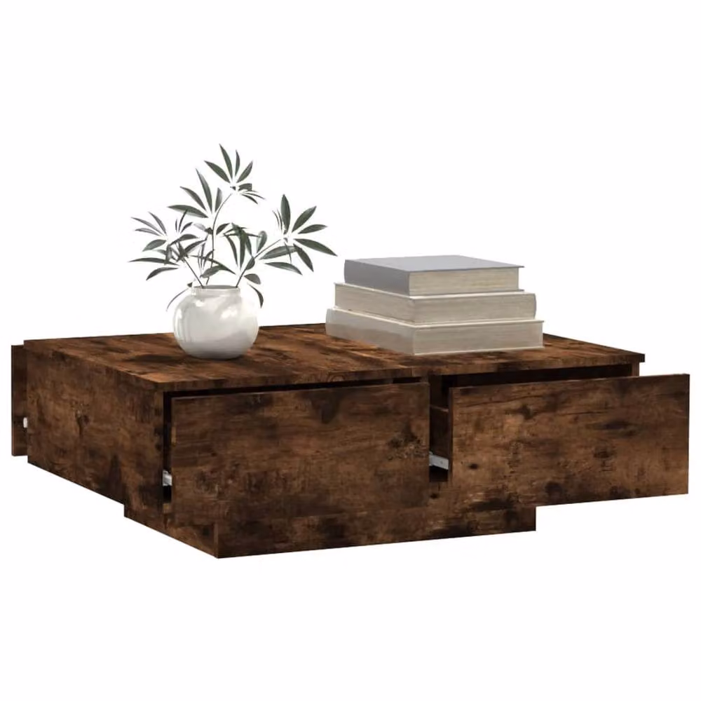 Berkfield Home Smoked Oak Coffee Table in Brown, W/D/H: 90 x 60 x 31 cm – 3