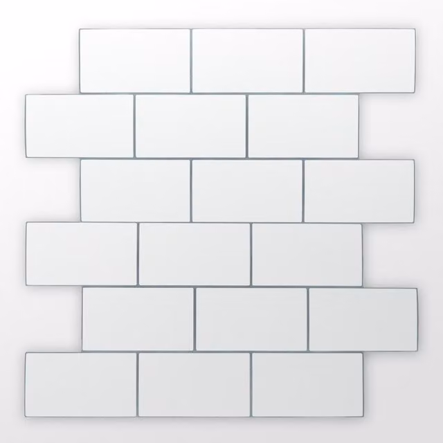 WALPLUS Glossy White Adhesive 3D Wall Tile Stickers