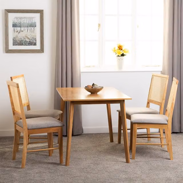Seconique Austin and Ellis Mid Century Dining Set with 4 Chairs in Brown and Grey Oak Effect