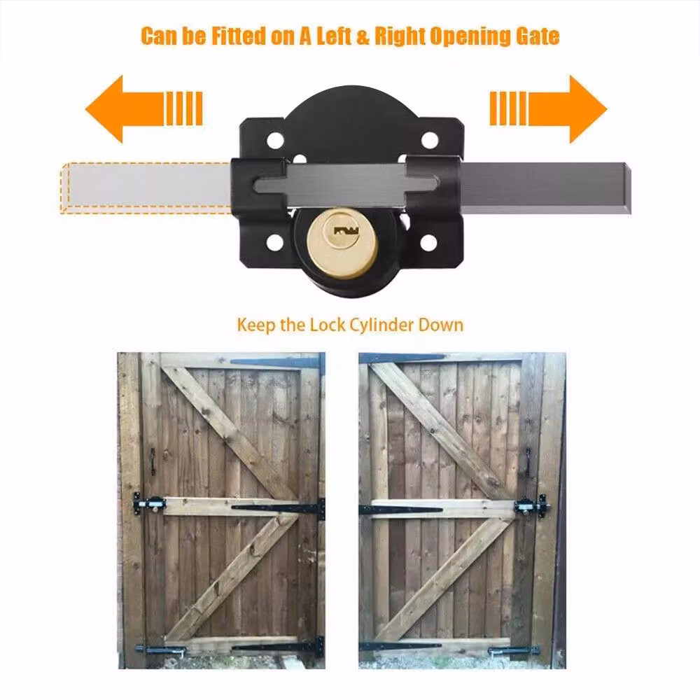 SPETLEK Black Stainless Steel Security Garden Shed Gate Lock with Long Throw Double Locking Mechanism, 50mm – 5