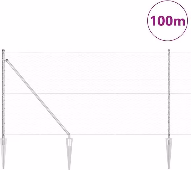 Berkfield Home Hexagon Fence in Silver Galvanised Steel, H: 120 cm, L: 100 m