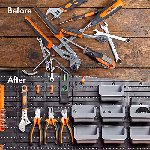 VonHaus 44 Piece Wall Mounted Pegboard Storage Set in Black and Grey – 4