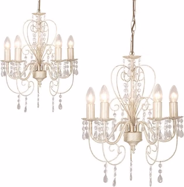ValueLights Lille Pair of 5 Way White Ceiling Light Chandeliers