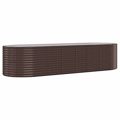 vidaXL Brown Galvanised Steel Garden Raised Bed W: 322 cm, D: 100 cm, H: 68 cm – 1