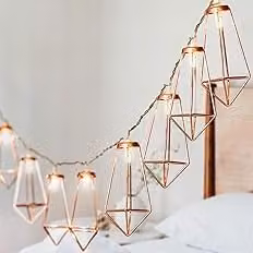 Globrite Geometric Rose Gold Diamond String Lights with 20 Warm White LEDs – 1