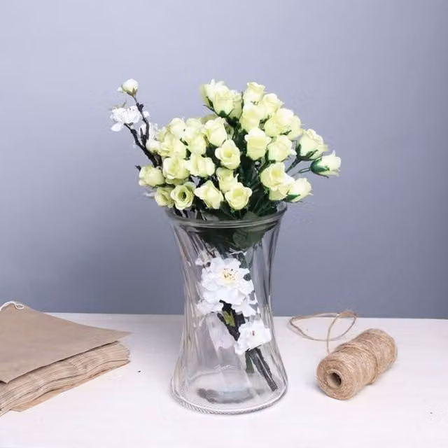 Kingsbury Gifts Glass Curling Wave Tabletop Vase in Transparent Clear