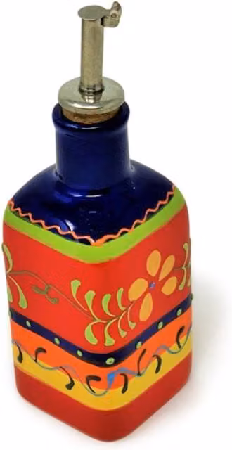 Verano Spanish Ceramics Multicolour Floral Ceramic Olive Oil Jug, 0.3 l