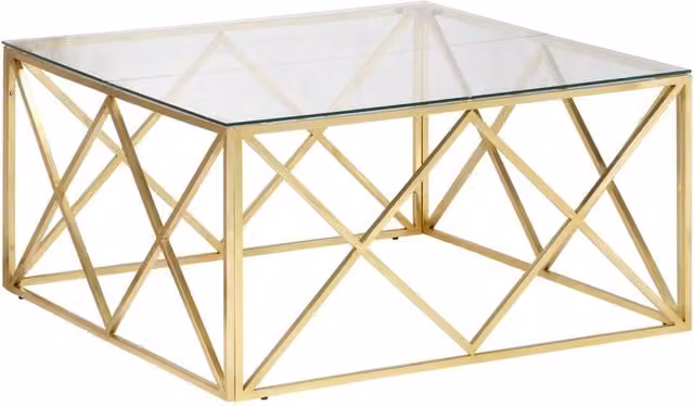 Berkfield Home Modern Gold and Silver Stainless Steel and Tempered Glass Coffee Table – 1